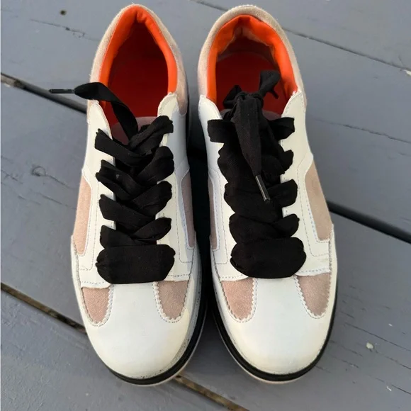 Zara contrast color platform Stylish White and Orange Sneakers S/9 - Picture 9 of 9